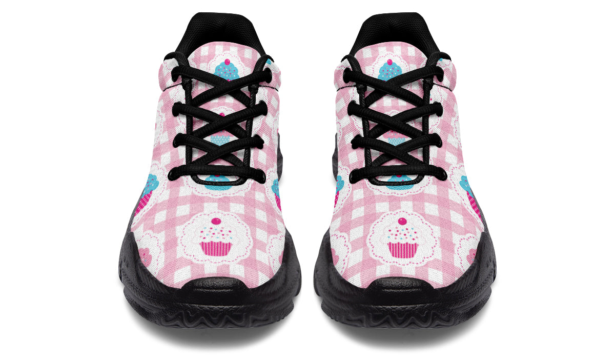 Pink Gingham Cupcakes Chunky Sneakers