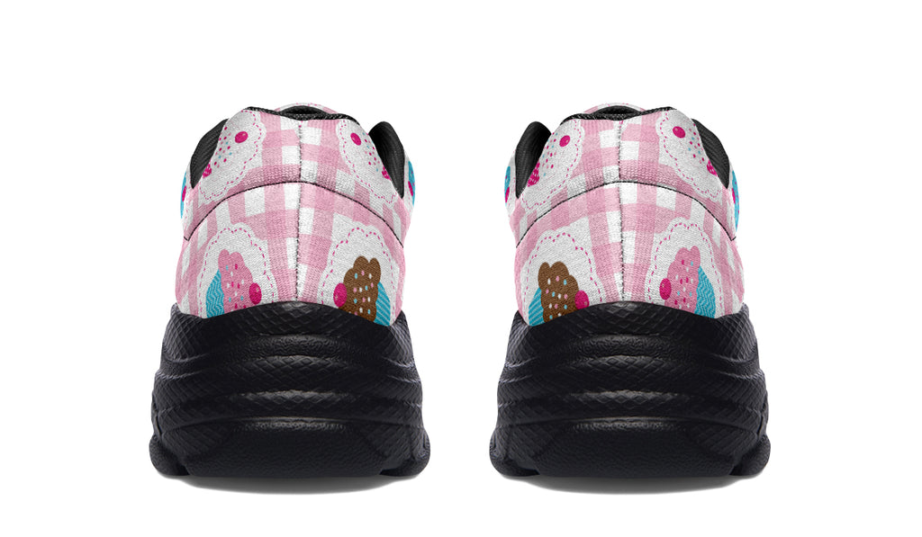Pink Gingham Cupcakes Chunky Sneakers