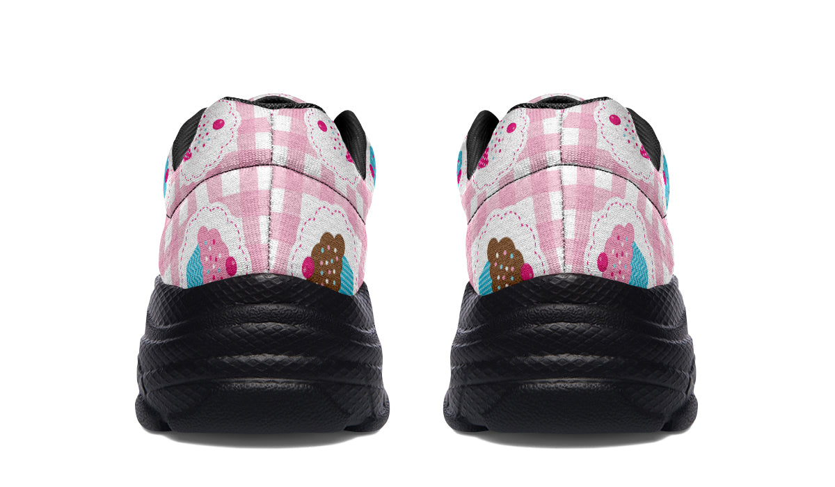 Pink Gingham Cupcakes Chunky Sneakers