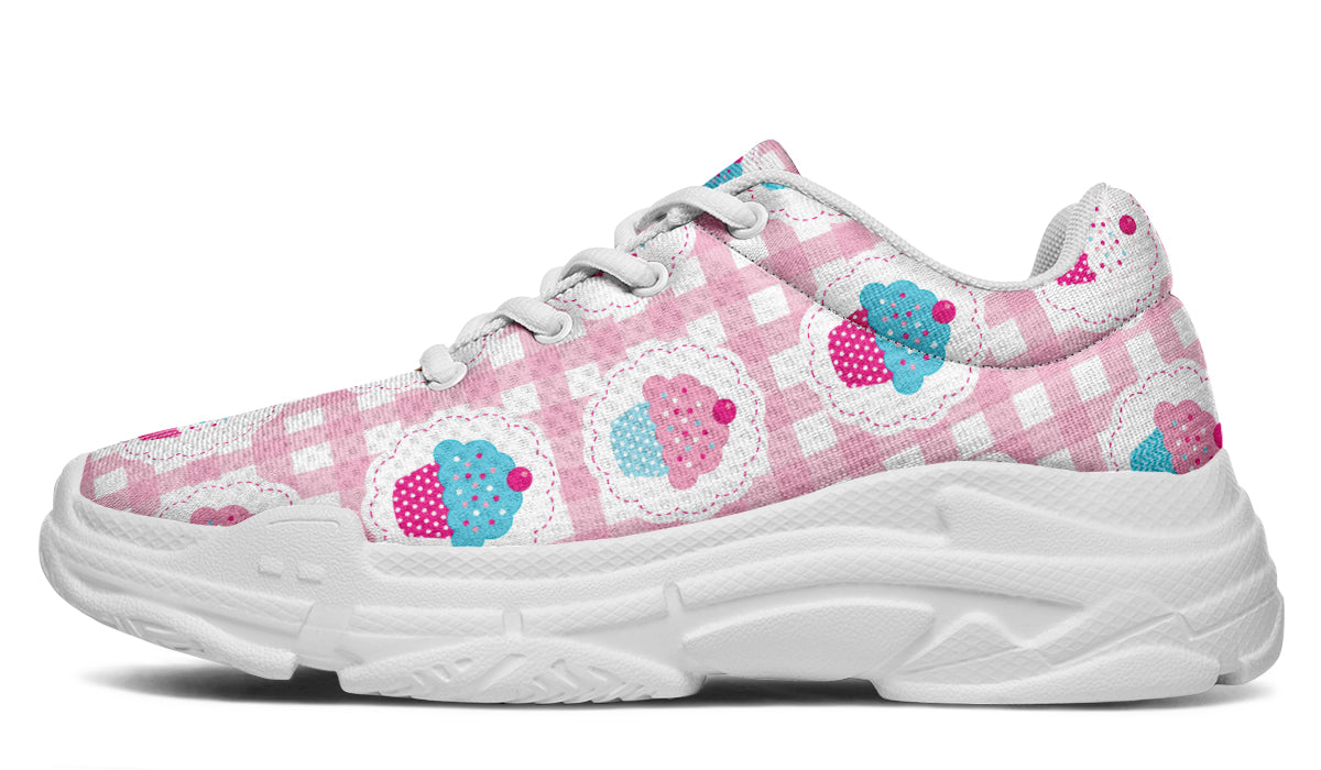 Pink Gingham Cupcakes Chunky Sneakers