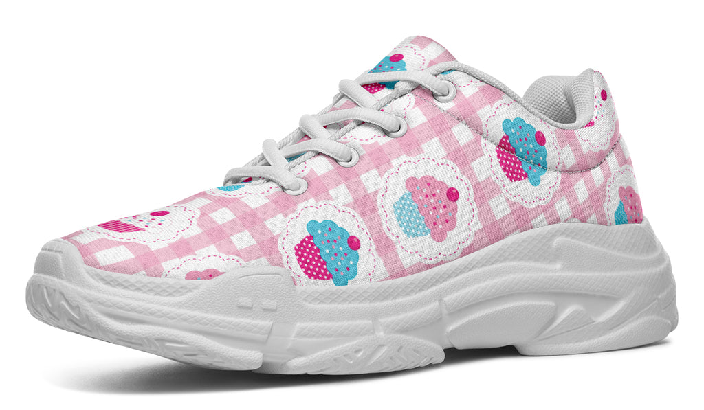 Pink Gingham Cupcakes Chunky Sneakers