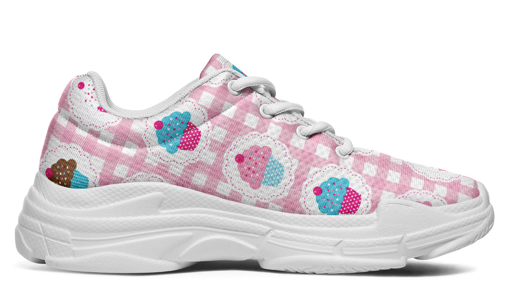 Pink Gingham Cupcakes Chunky Sneakers