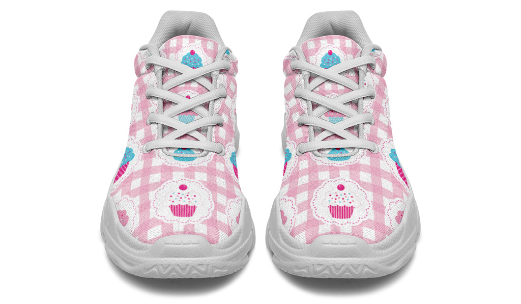 Pink Gingham Cupcakes Chunky Sneakers