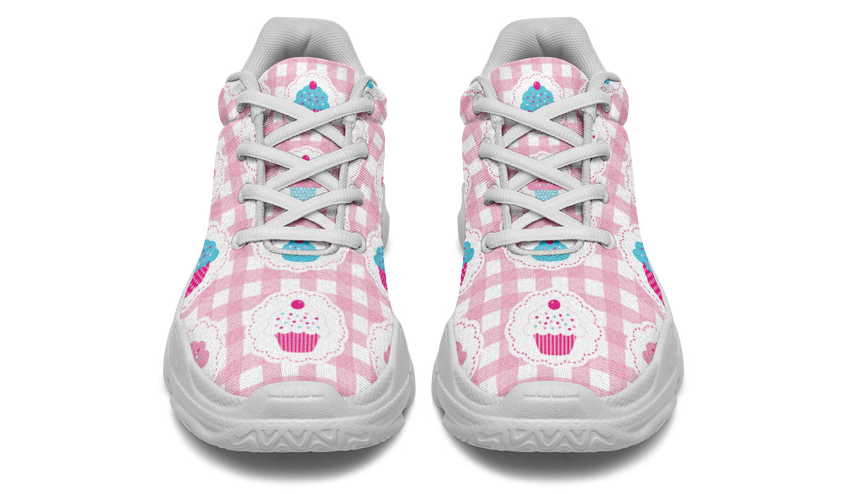 Pink Gingham Cupcakes Chunky Sneakers