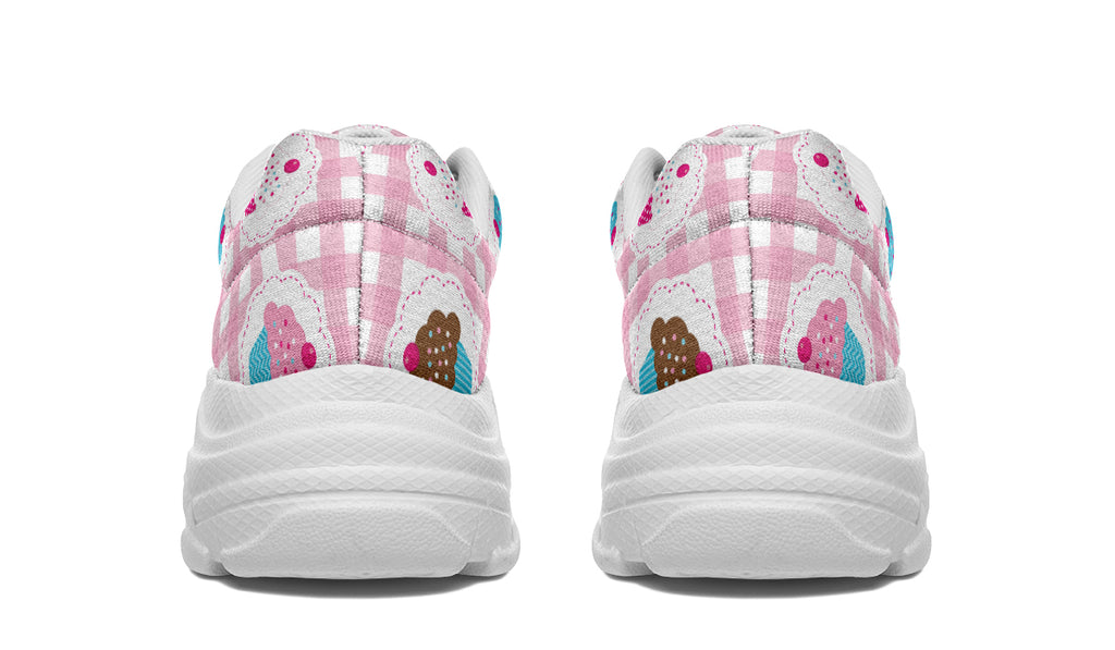 Pink Gingham Cupcakes Chunky Sneakers