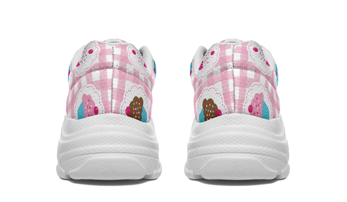 Pink Gingham Cupcakes Chunky Sneakers