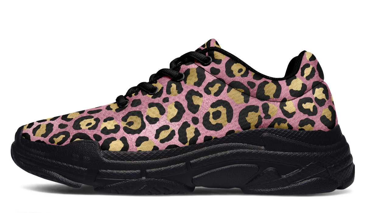 Pink Leopard Chunky Sneakers - Offbeat Sweetie
