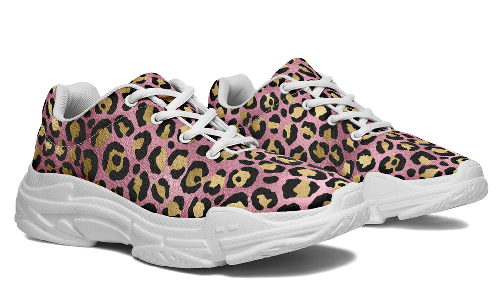 Pink Leopard Chunky Sneakers - Offbeat Sweetie