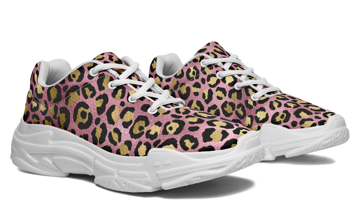 Pink Leopard Chunky Sneakers - Offbeat Sweetie