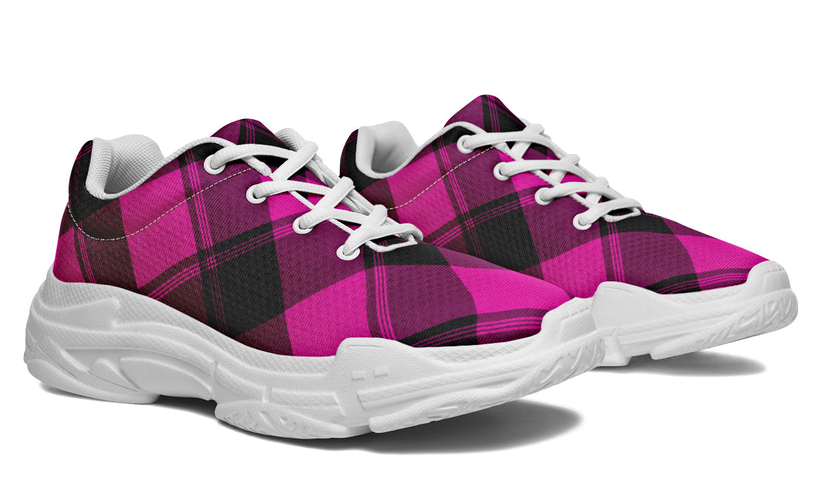 Pretty In Pink Plaid Chunky Sneakers