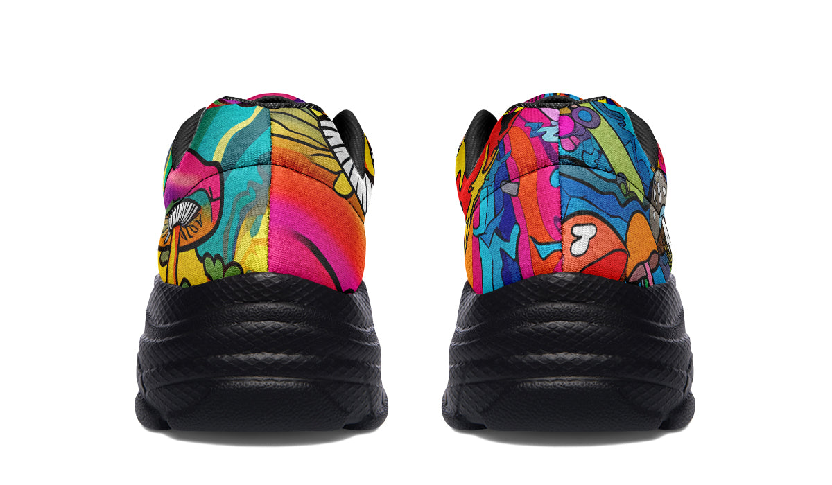 Psychedelic Mushies Chunky Sneakers - Offbeat Sweetie