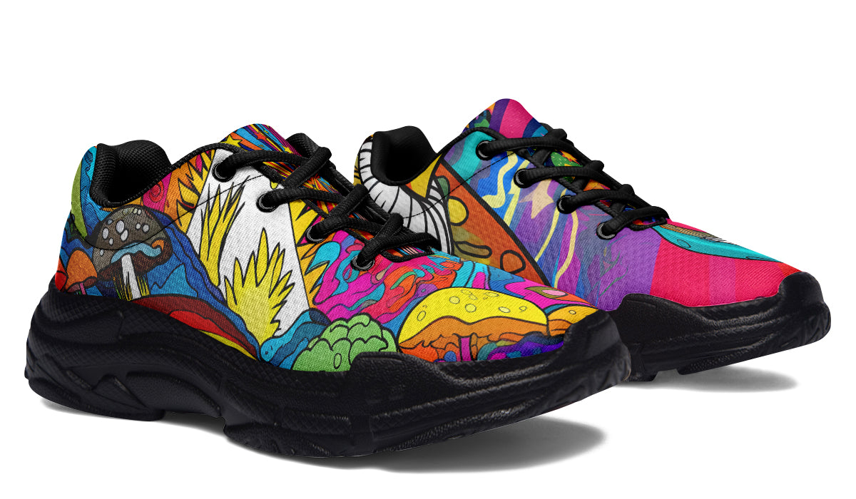 Psychedelic Mushies Chunky Sneakers - Offbeat Sweetie