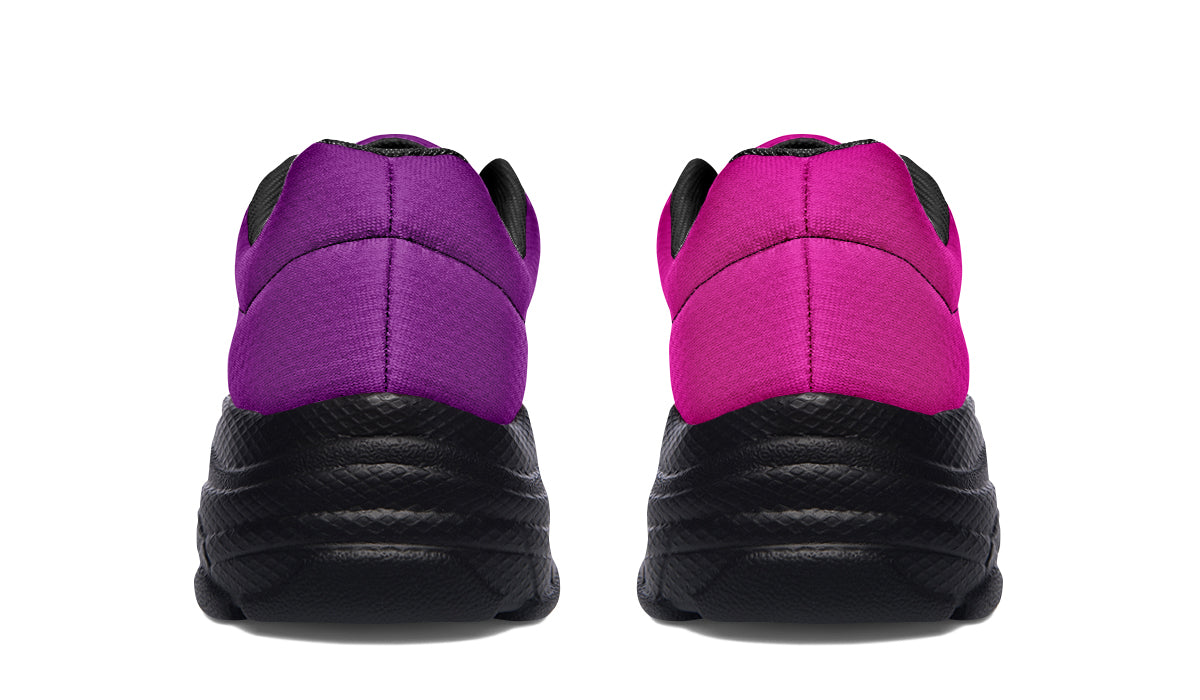 Purple And Pink Mismatch Chunky Sneakers - Offbeat Sweetie