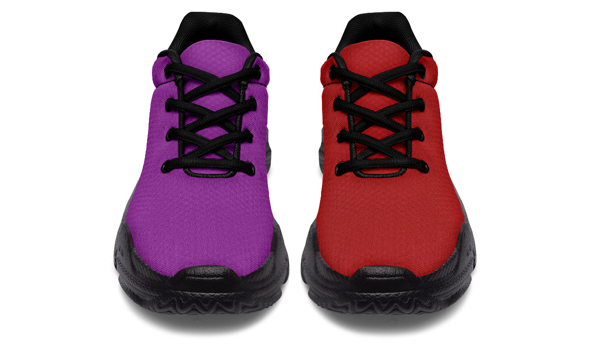 Purple And Red Mismatch Chunky Sneakers - Offbeat Sweetie