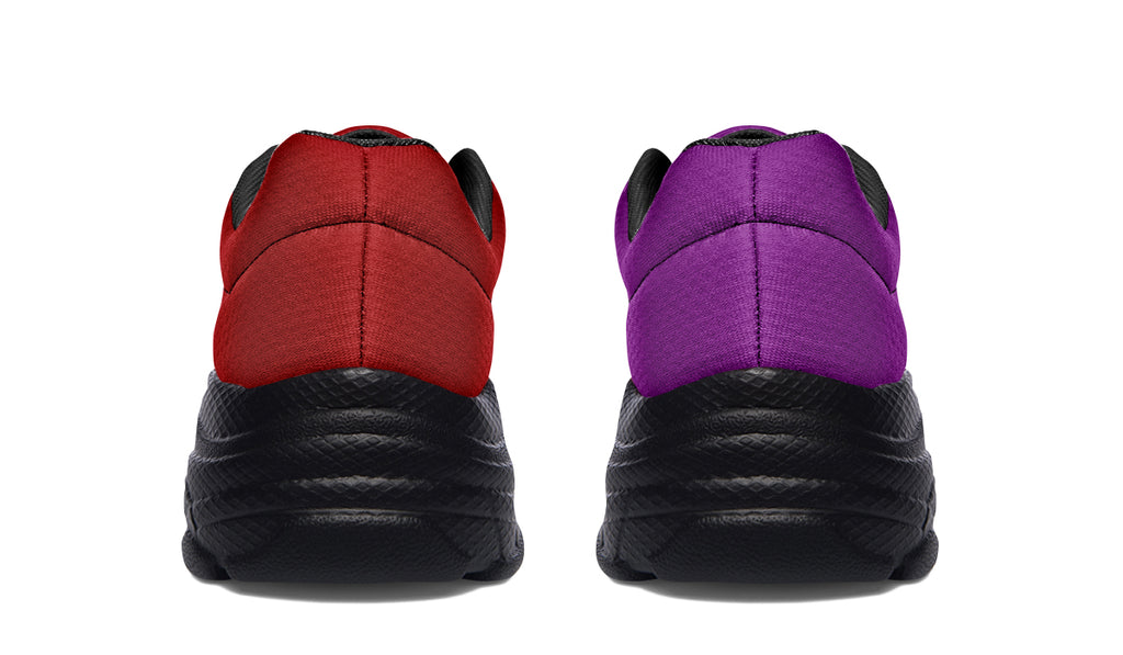 Purple And Red Mismatch Chunky Sneakers - Offbeat Sweetie