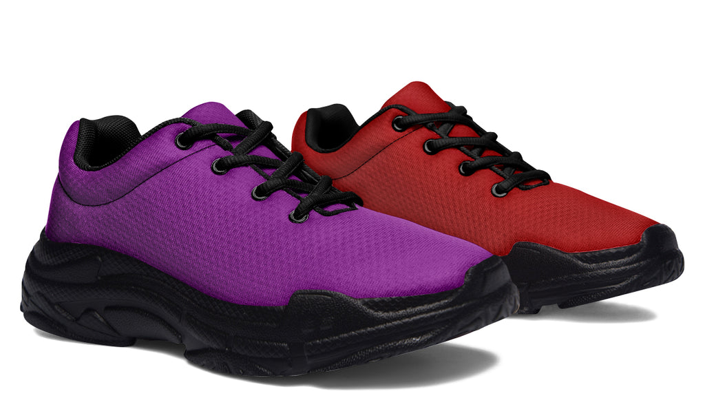 Purple And Red Mismatch Chunky Sneakers - Offbeat Sweetie