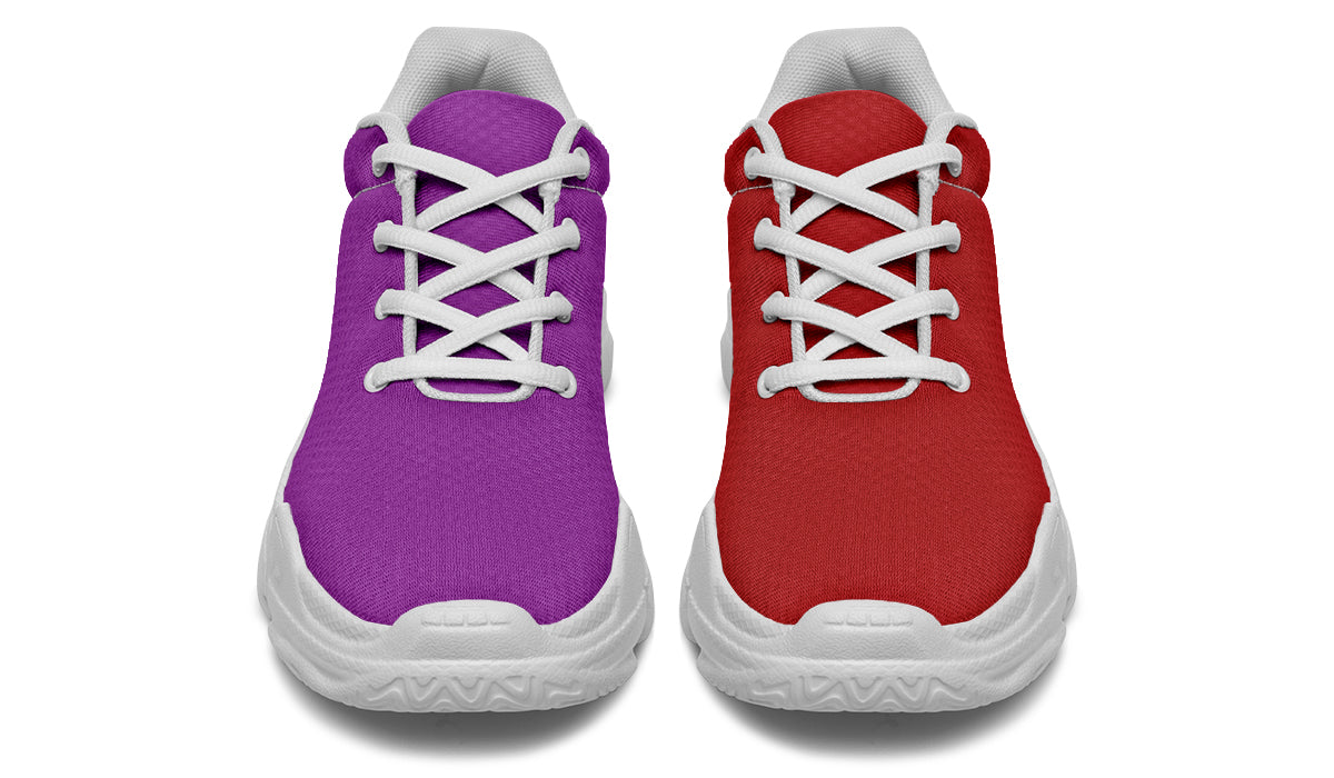 Purple And Red Mismatch Chunky Sneakers - Offbeat Sweetie