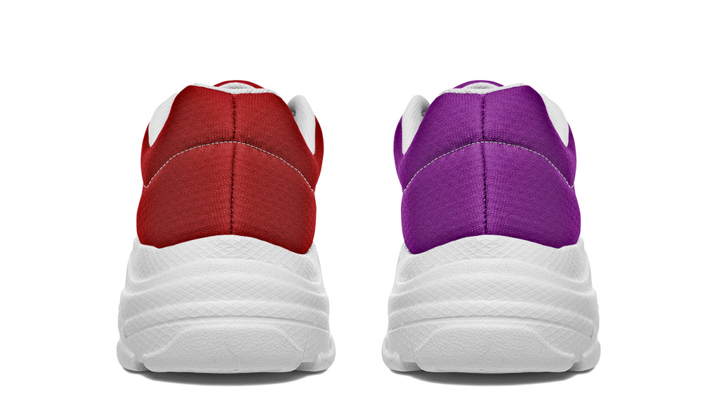 Purple And Red Mismatch Chunky Sneakers - Offbeat Sweetie