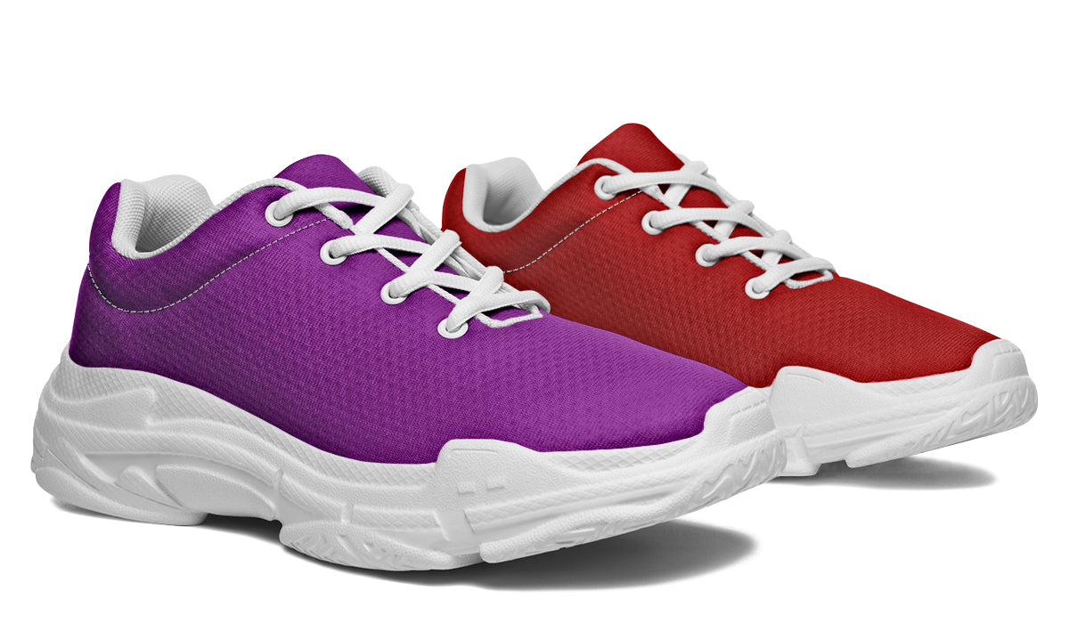 Purple And Red Mismatch Chunky Sneakers - Offbeat Sweetie