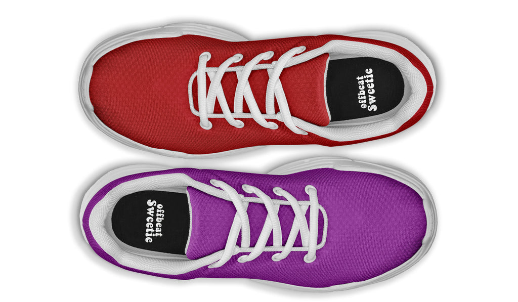 Purple And Red Mismatch Chunky Sneakers - Offbeat Sweetie