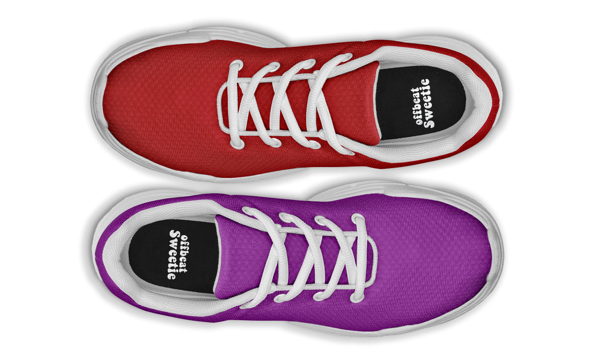 Purple And Red Mismatch Chunky Sneakers - Offbeat Sweetie