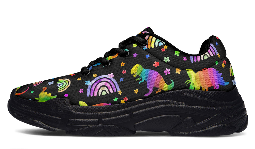 Rainbow Dinos Chunky Sneakers - Offbeat Sweetie