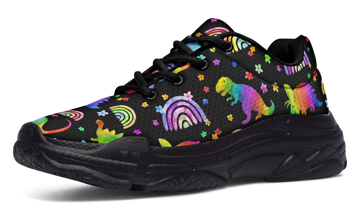 Rainbow Dinos Chunky Sneakers - Offbeat Sweetie