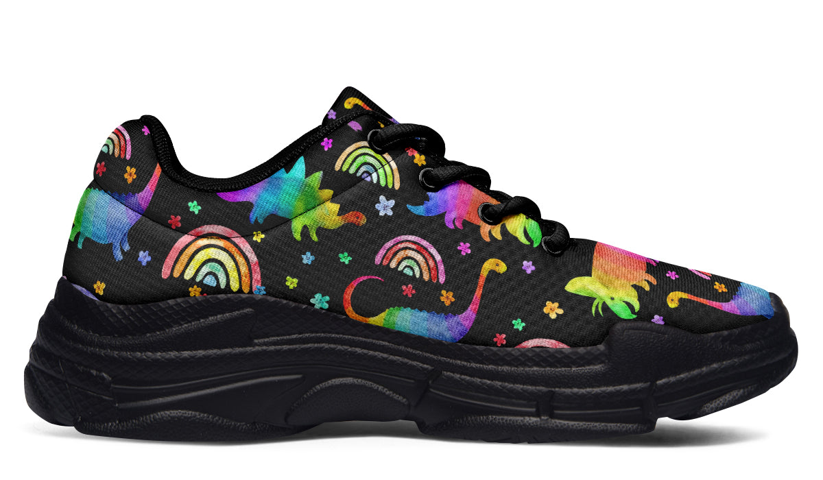 Rainbow Dinos Chunky Sneakers - Offbeat Sweetie