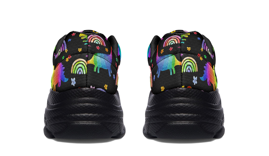 Rainbow Dinos Chunky Sneakers - Offbeat Sweetie