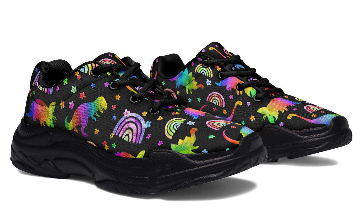 Rainbow Dinos Chunky Sneakers - Offbeat Sweetie