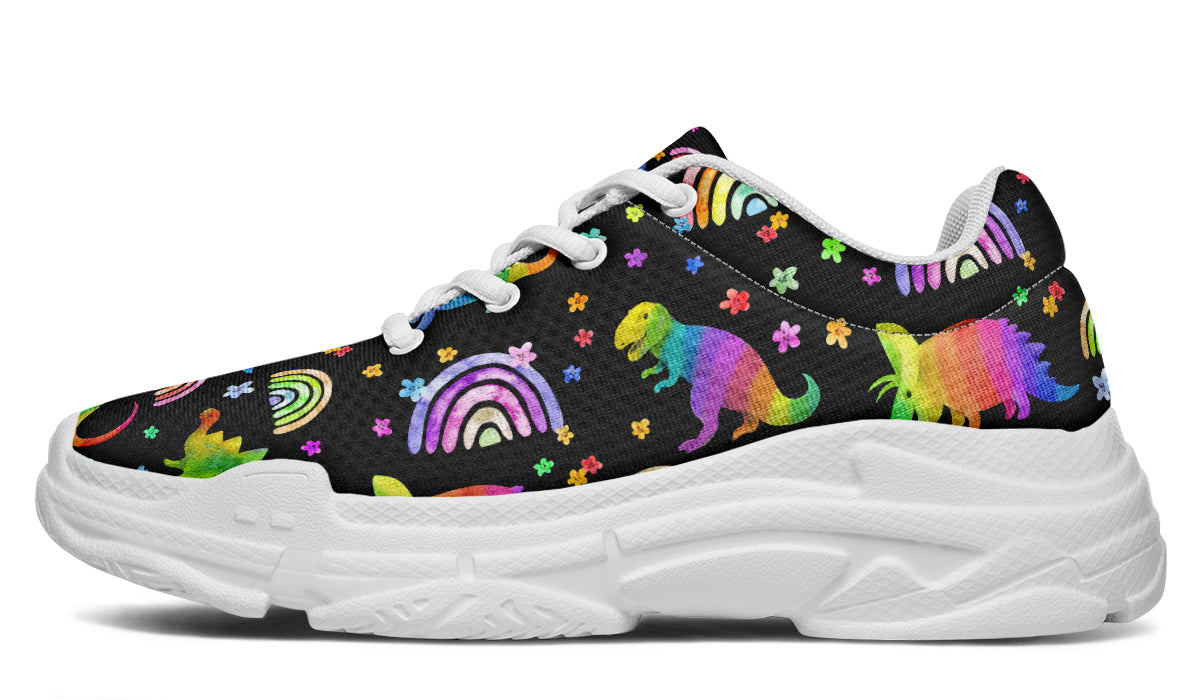Rainbow Dinos Chunky Sneakers - Offbeat Sweetie