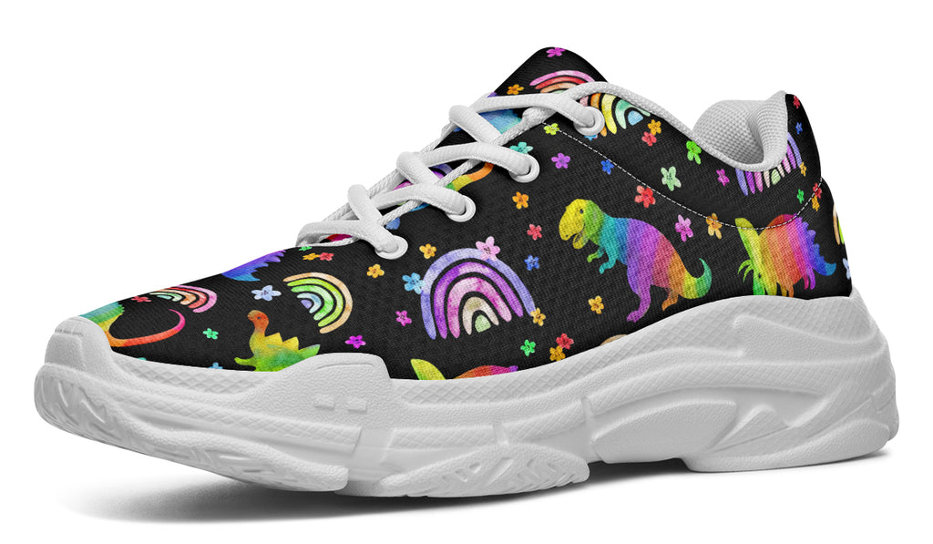 Rainbow Dinos Chunky Sneakers - Offbeat Sweetie
