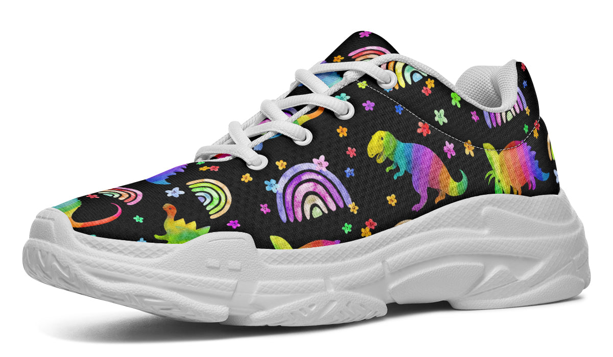Rainbow Dinos Chunky Sneakers - Offbeat Sweetie