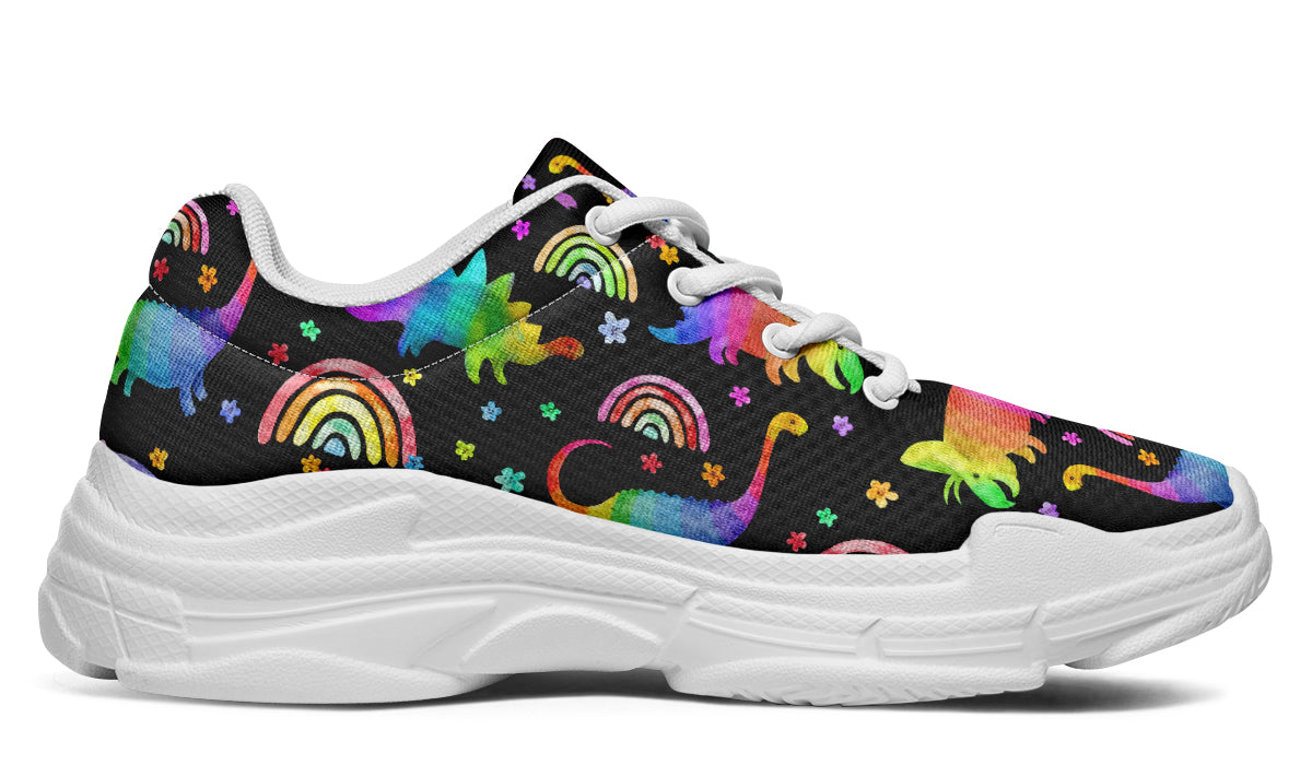Rainbow Dinos Chunky Sneakers - Offbeat Sweetie