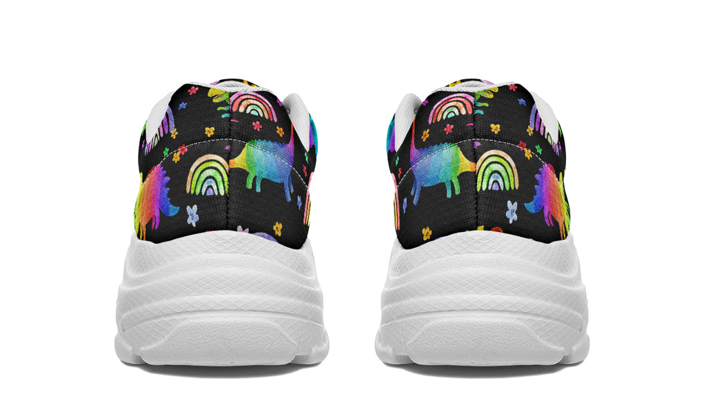 Rainbow Dinos Chunky Sneakers - Offbeat Sweetie