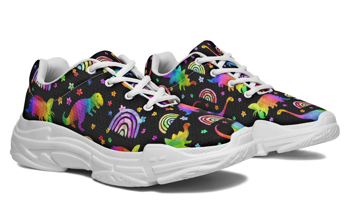 Rainbow Dinos Chunky Sneakers - Offbeat Sweetie