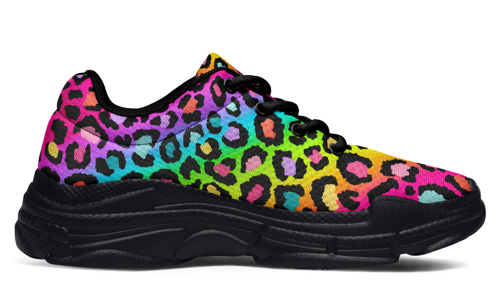 Rainbow Leopard Chunky Sneakers - Offbeat Sweetie
