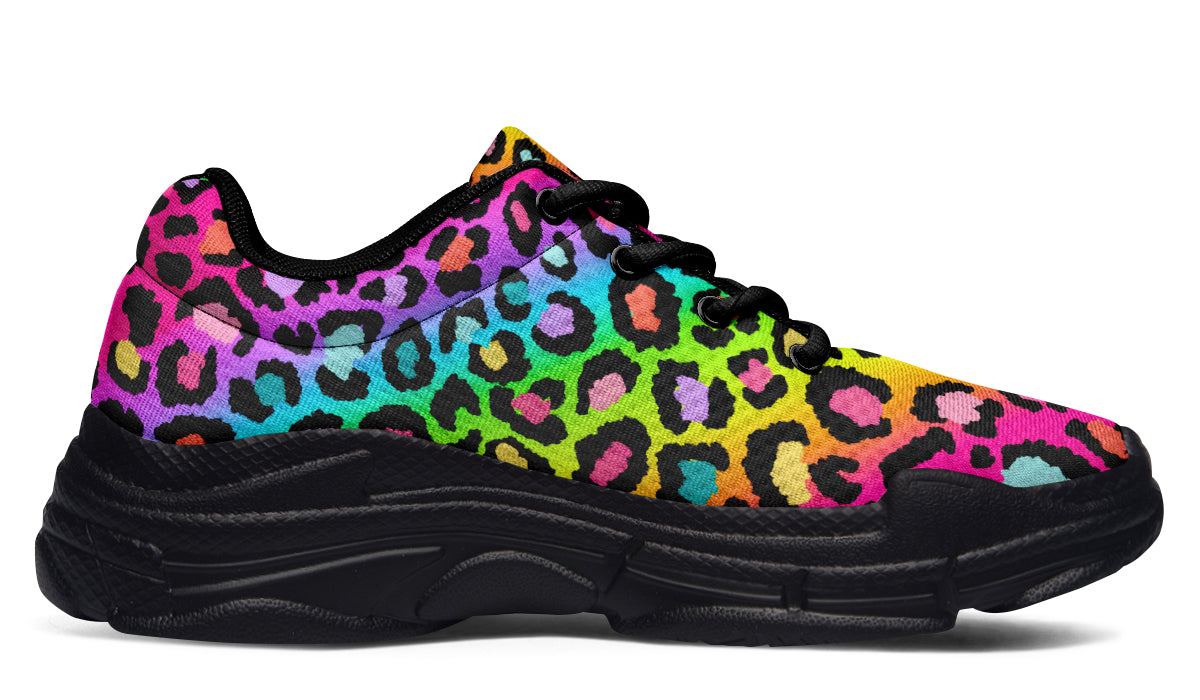 Rainbow Leopard Chunky Sneakers - Offbeat Sweetie