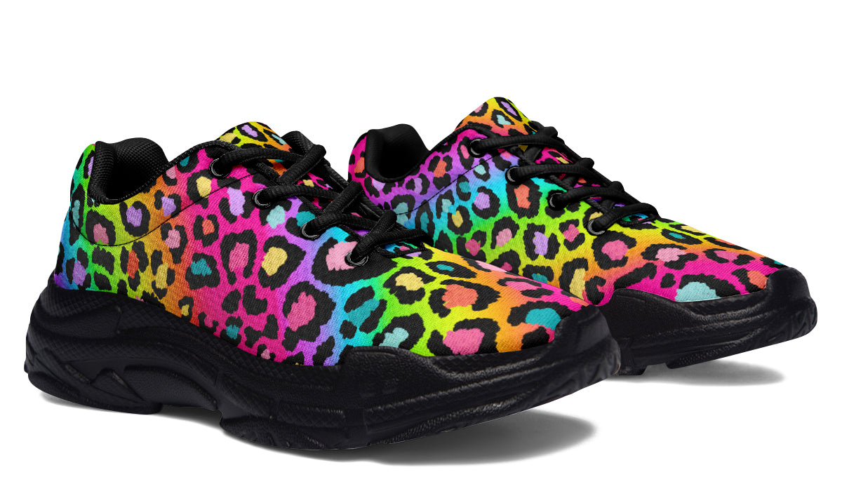 Rainbow Leopard Chunky Sneakers - Offbeat Sweetie