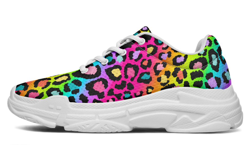 Rainbow Leopard Chunky Sneakers - Offbeat Sweetie