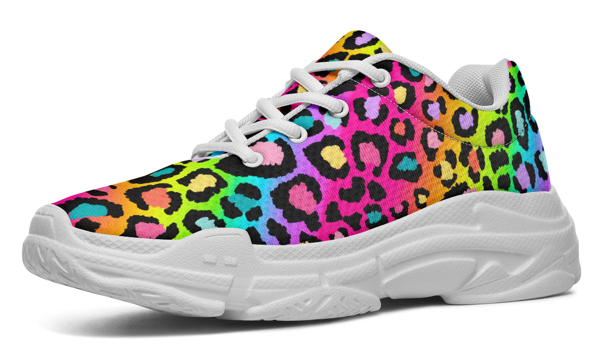 Rainbow Leopard Chunky Sneakers - Offbeat Sweetie