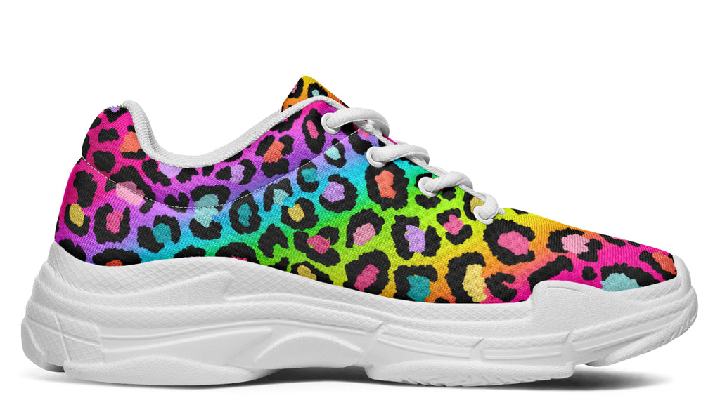 Rainbow Leopard Chunky Sneakers - Offbeat Sweetie