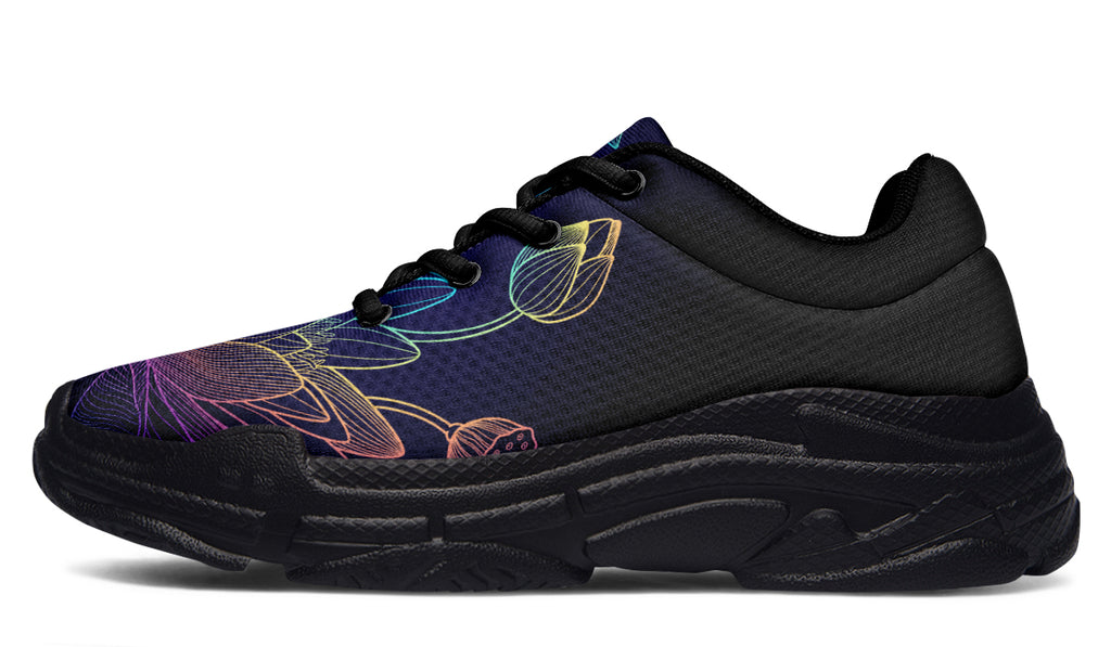 Rainbow Lotus Flowers Chunky Sneakers - Offbeat Sweetie