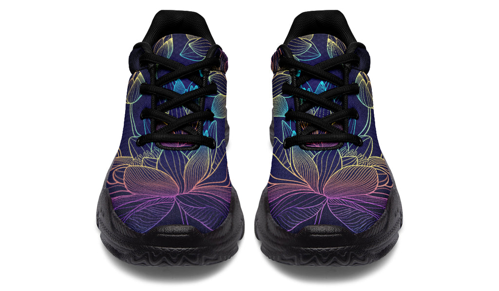 Rainbow Lotus Flowers Chunky Sneakers - Offbeat Sweetie