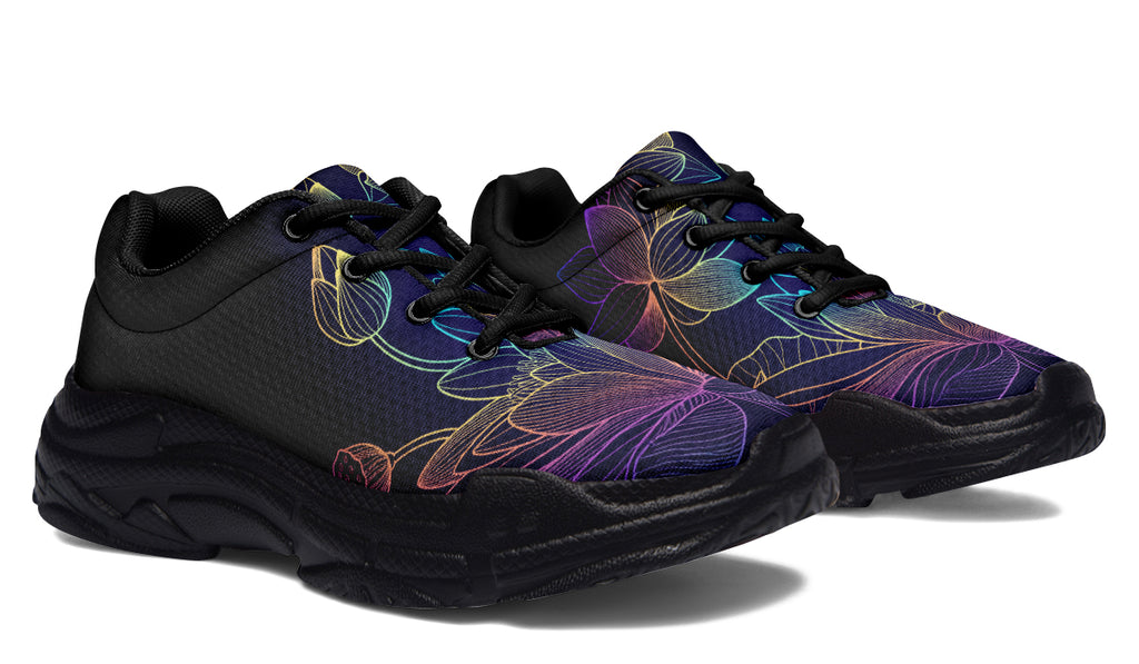Rainbow Lotus Flowers Chunky Sneakers - Offbeat Sweetie