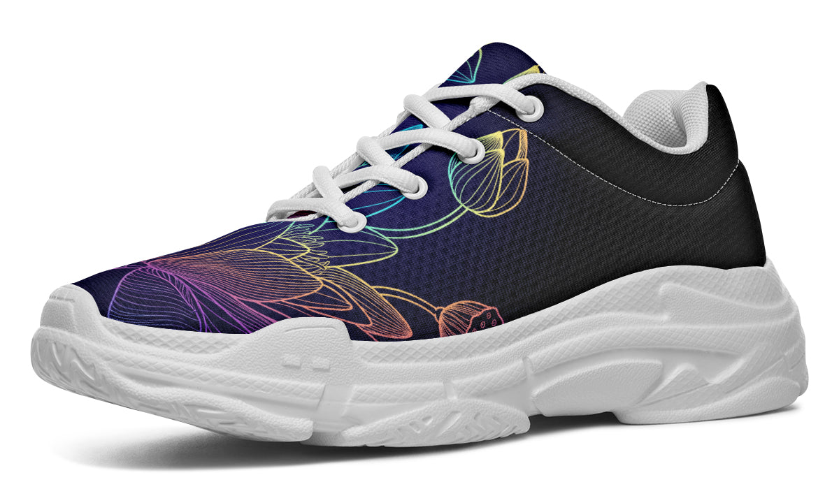 Rainbow Lotus Flowers Chunky Sneakers - Offbeat Sweetie