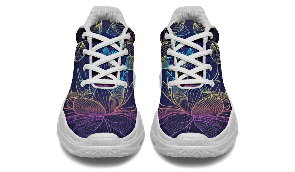 Rainbow Lotus Flowers Chunky Sneakers - Offbeat Sweetie