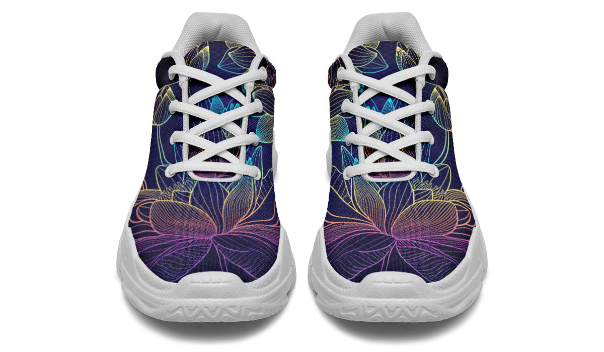 Rainbow Lotus Flowers Chunky Sneakers - Offbeat Sweetie