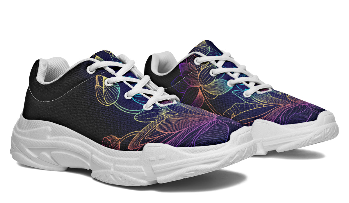 Rainbow Lotus Flowers Chunky Sneakers - Offbeat Sweetie