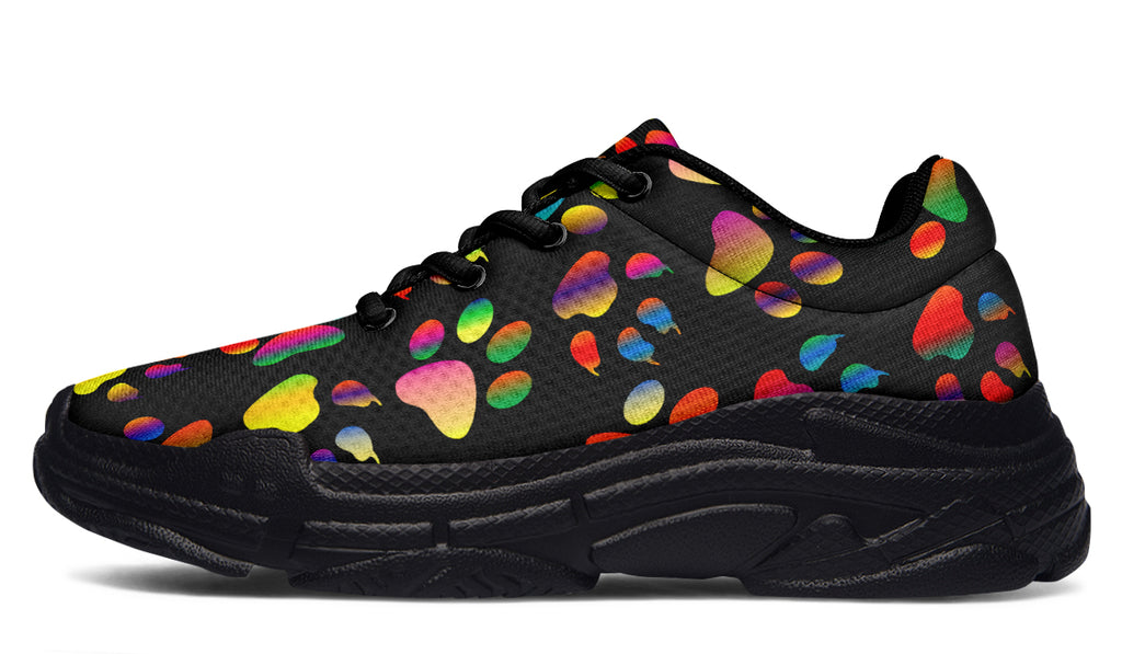 Rainbow Paw Prints Chunky Sneakers - Offbeat Sweetie